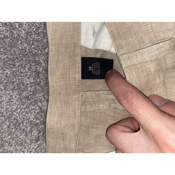 Jos A Bank Shorts Mens‎ 38 Beige 100% Linen Reserve Chino Lightweight Flat Front - Picture 4 of 8